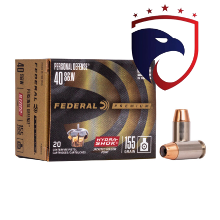 Munição Federal .40S&W JHP Hydra Shok 155gr Cx.20un