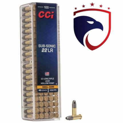 Munição CCI 22LR Subsonica HP 40GR – CX100