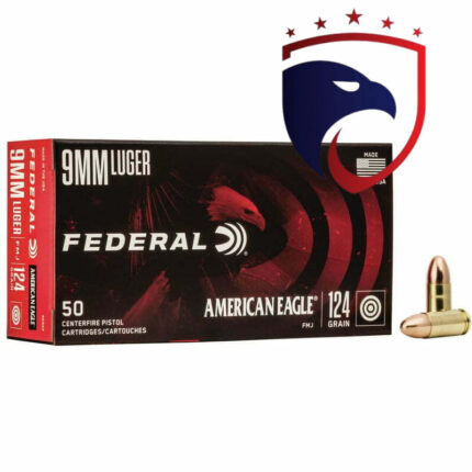 Munição Federal 9MM LUGER FMJ AMERICAN EAGLE 124 GR – CX 50